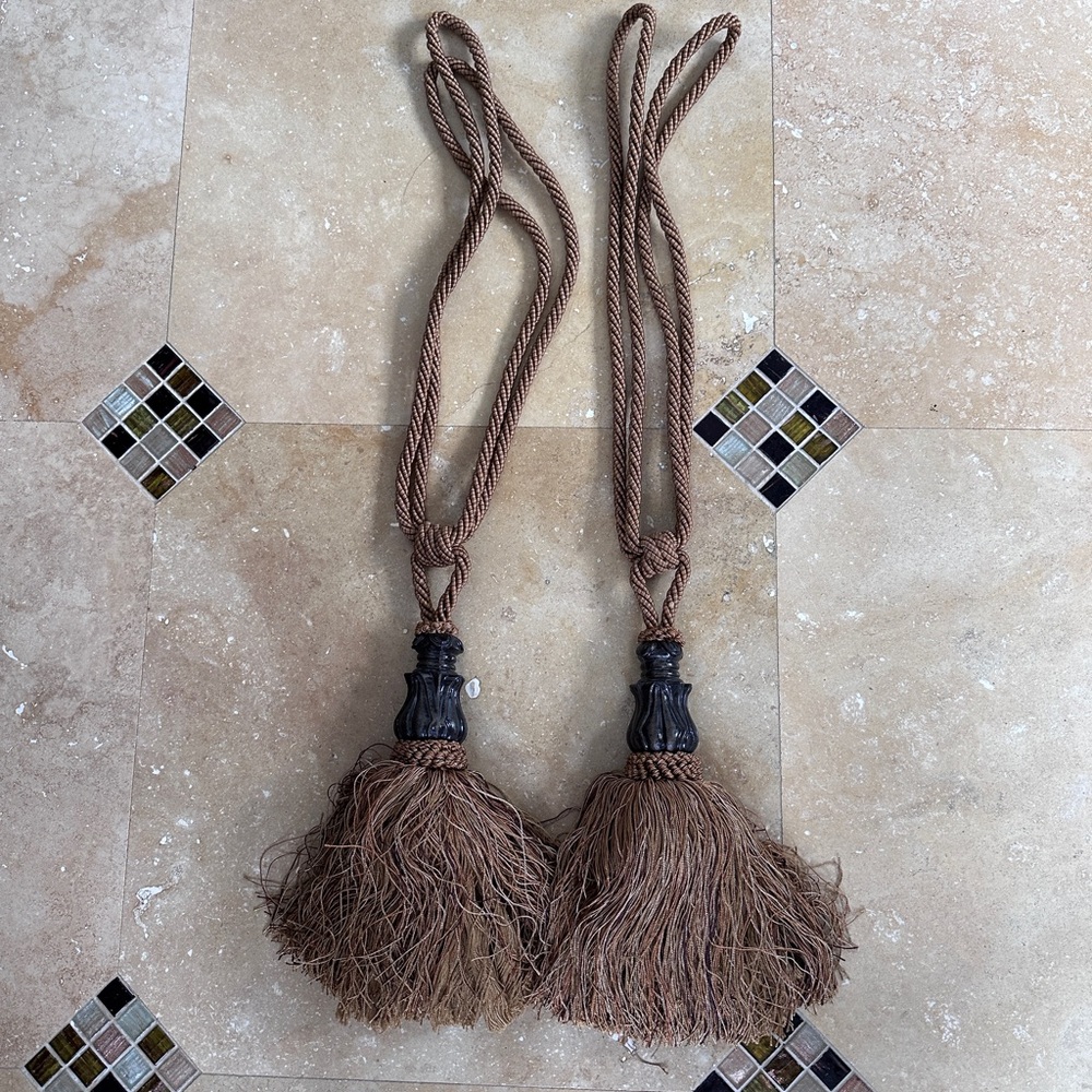 Pair of fancy curtain tie back holders -